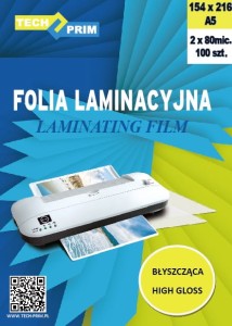 Folia laminacyjna A5 154 x 216 80 mic.
